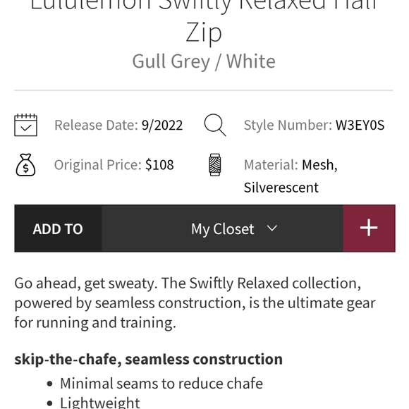 Lululemon swiftly relaxed half zip - Picture 2 of 3